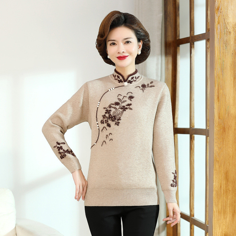 秋冬加绒旗袍领毛衣56