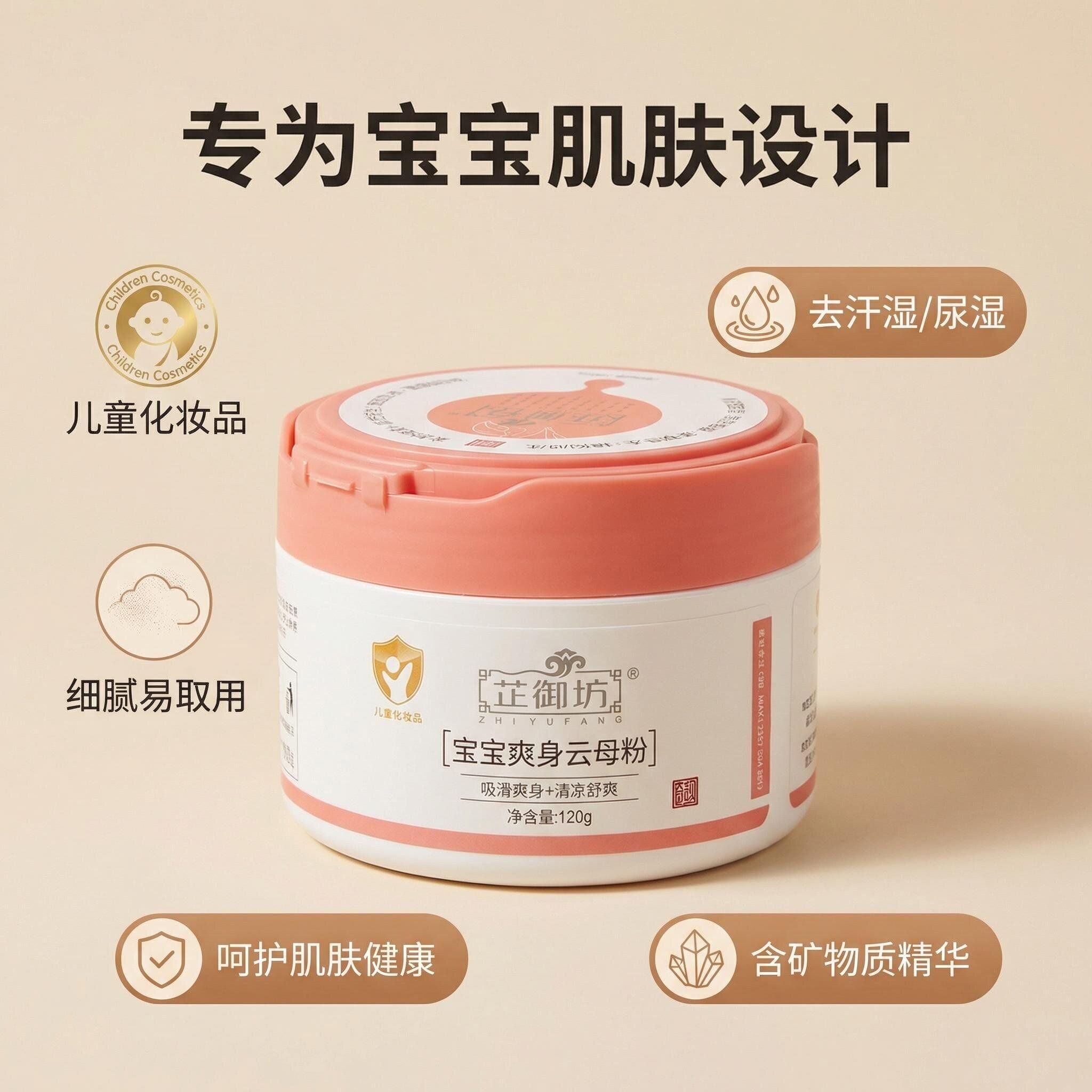 芷御坊宝宝爽身云母粉婴儿吸湿舒爽痱子珍珠爽身粉不含滑石粉包邮