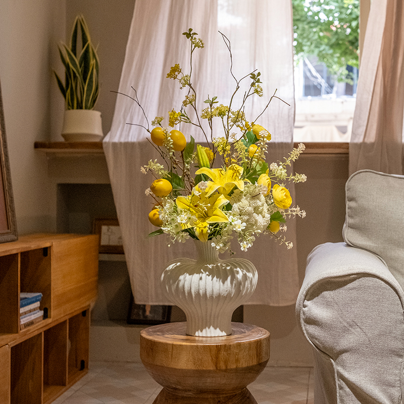 海虹景品仿真花假花百合摆设高级感逼真花艺客厅法式餐桌玄关摆件