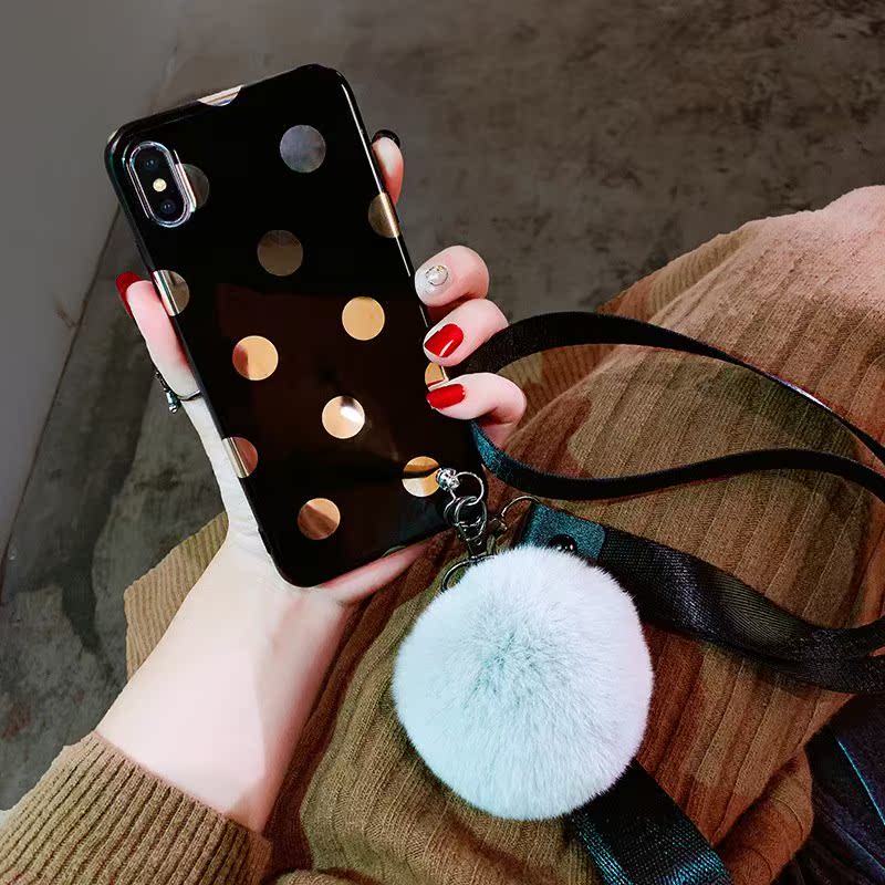 ¼òÔ¼²¨µãÊÊÓÃiPhone8xÆ»¹û7plusÊÖ»ú¿Ç6sëÇò¹ÒÉþxsmaxÅ®¿î¹è½ºÌ×