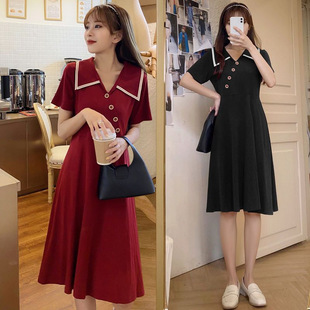森系连衣裙女2026夏新款中长款赫本风裙子收腰显瘦黑色气质小黑裙
