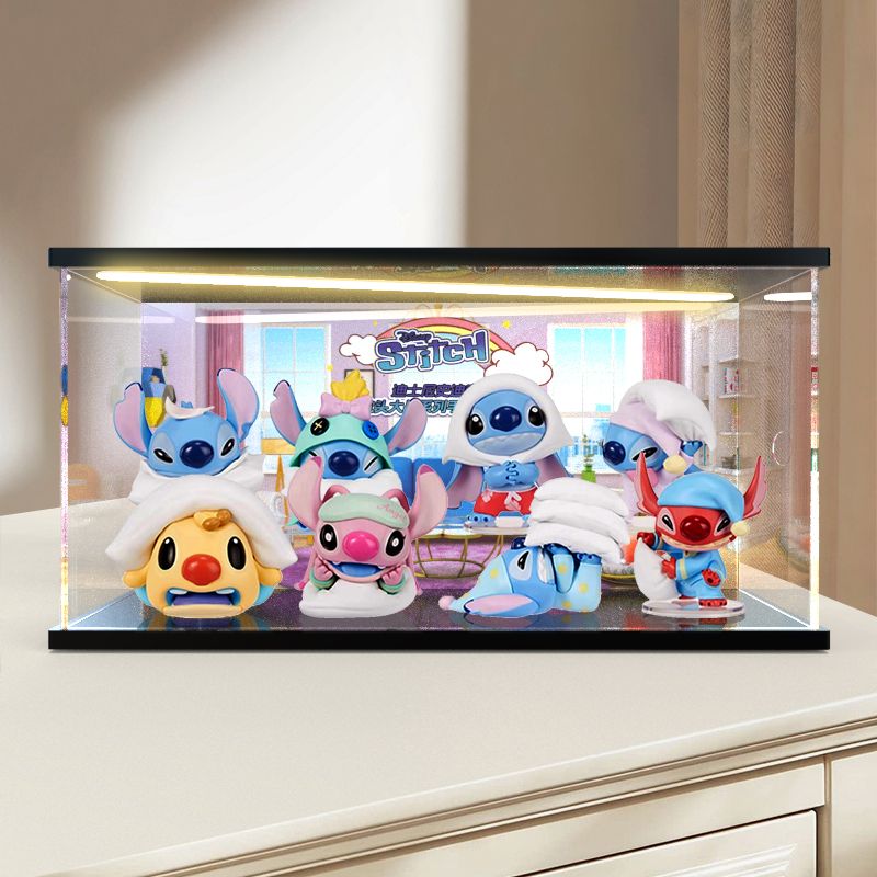 亚克力灯光展示盒适用名创优品迪士尼史迪奇枕头大战系列手办盲盒