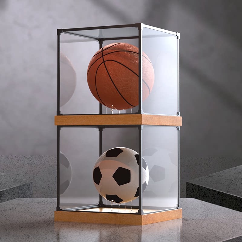 足排球签名珍贵收藏收纳盒柜架子透明亚克力展示盒篮球球星防尘盒