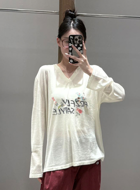 【现货】FIZZFLY | 25设计师品牌新款 25秋季V领字母印花打底衫