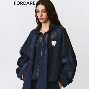 FORDARE/福蝶25早秋蕾丝拼接蝴蝶结运动外套长裤