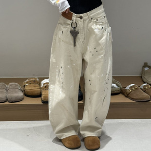 UPi2026早春新款 CHEERi 豹纹拼接彩绘牛仔长裤 现货