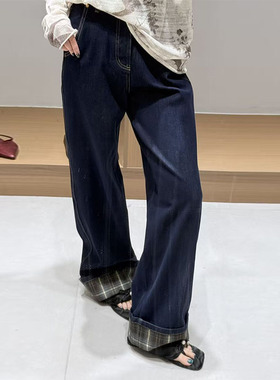 【现货】AVVENN25冬季新品设计师裤脚翻边牛仔长裤