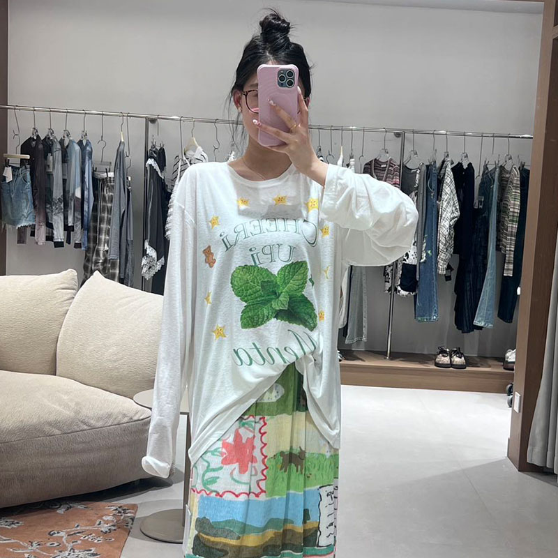 CHEER UP UNIFORM25设计师品牌夏季新款薄荷杨桃长袖T恤