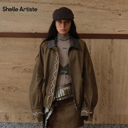 【现货】SHELLE ARTISTE 26春季新款复古撞色微醺吧钩花夹克男女