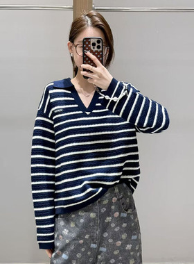 【现货】FIZZFLY2025冬季新品设计师款条纹POLO领毛衣