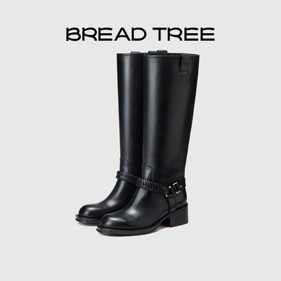BREADTREE面包树编织饰带高筒靴