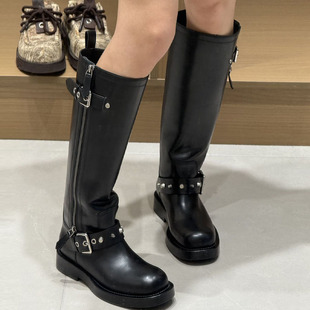 现货 TREE面包树铆钉装 25冬季 BREAD 饰高筒机车靴 新款