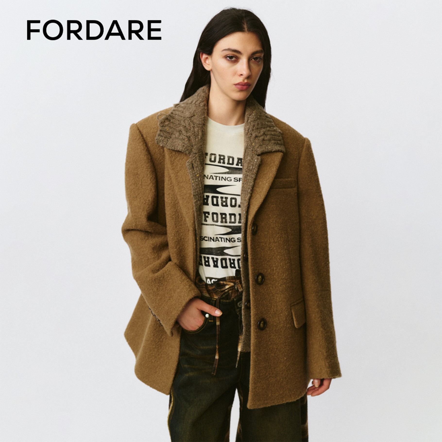 【现货】FORDARE/福蝶25秋冬毛织翻领解构羊毛西装