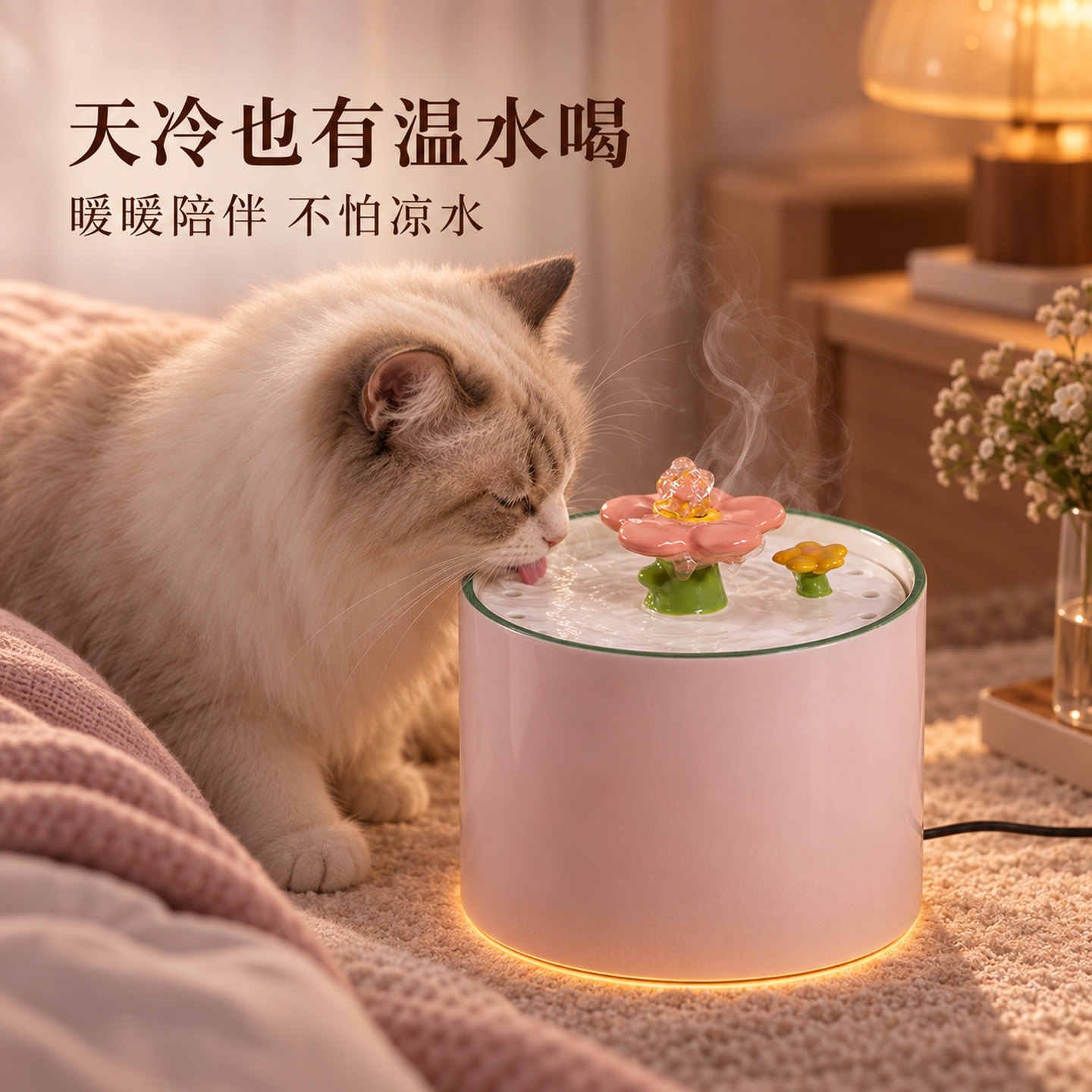 猫咪狗子陶瓷恒温加热过滤饮水机