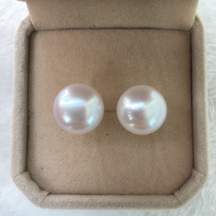 天然淡水珍珠耳钉925纯银耳饰夸张简单大气耳环强光 包邮