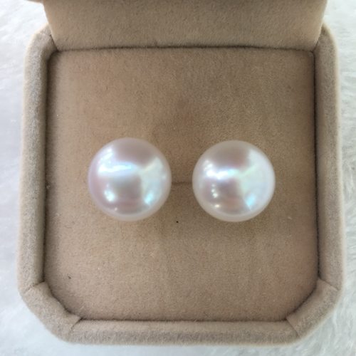 天然淡水珍珠耳钉925纯银耳饰夸张简单大气耳环强光包邮