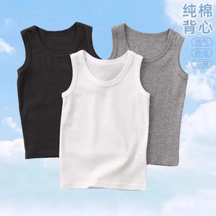 宝宝打底内穿白色上衣童装 纯棉男女儿童纯色吊带螺纹背心夏季 薄款