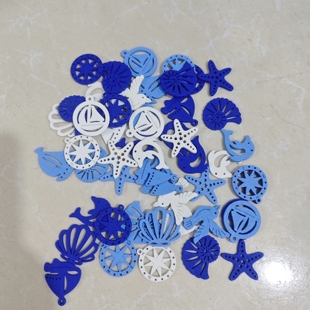 饰木片海豚小鱼海星吊坠配件手工diy辅料 装 50个 包3cm地中海风格