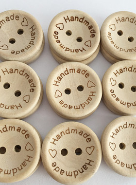 100粒/包15/20/25mm碗型雕刻木质纽扣儿童木扣子衣服辅料衬衣外套