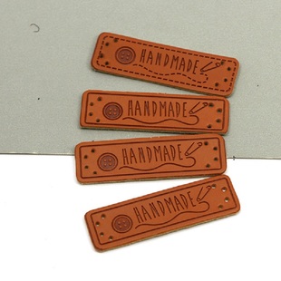 爱心纽扣春不寒图案PU皮标handmade标签毛衣帽子围巾手工diy补丁