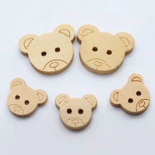 25mm小熊头木质纽扣卡通手工diy儿童婴儿毛呢外套毛衣扣子