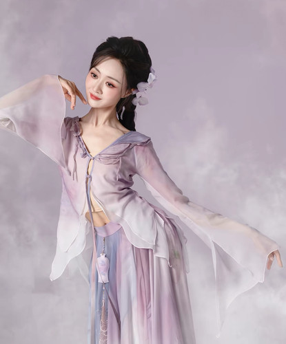 千鹤万蝶|承承紫釉古典舞蹈服汉元素新中式720度大摆裙节目演出服