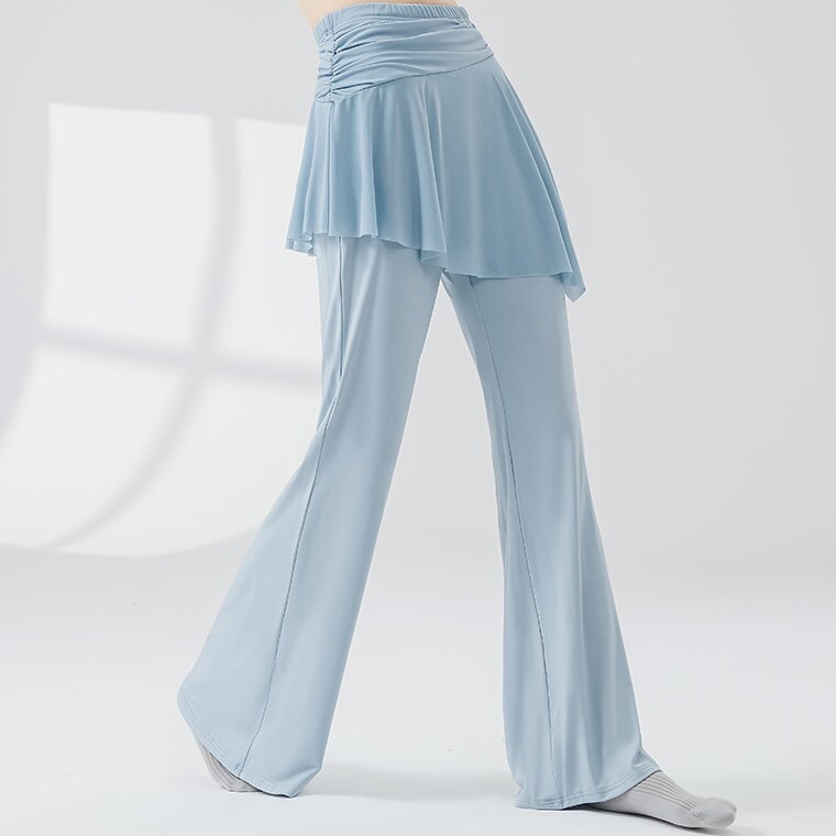 古典舞蹈裤女新款成人网纱拼接形体艺考演出练功裤飘逸假两件裙裤