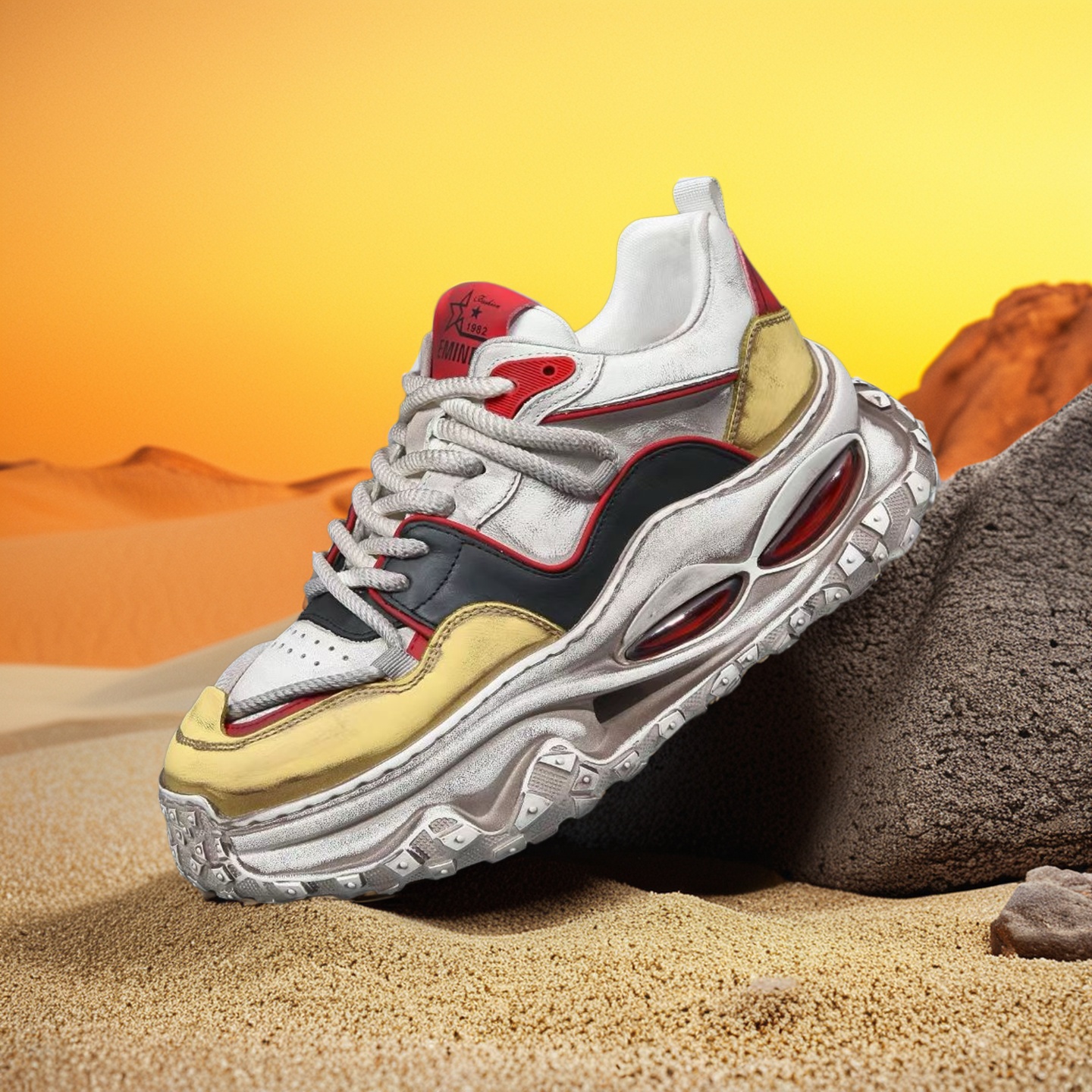 新款潮牌真皮厚底增高男士老爹鞋