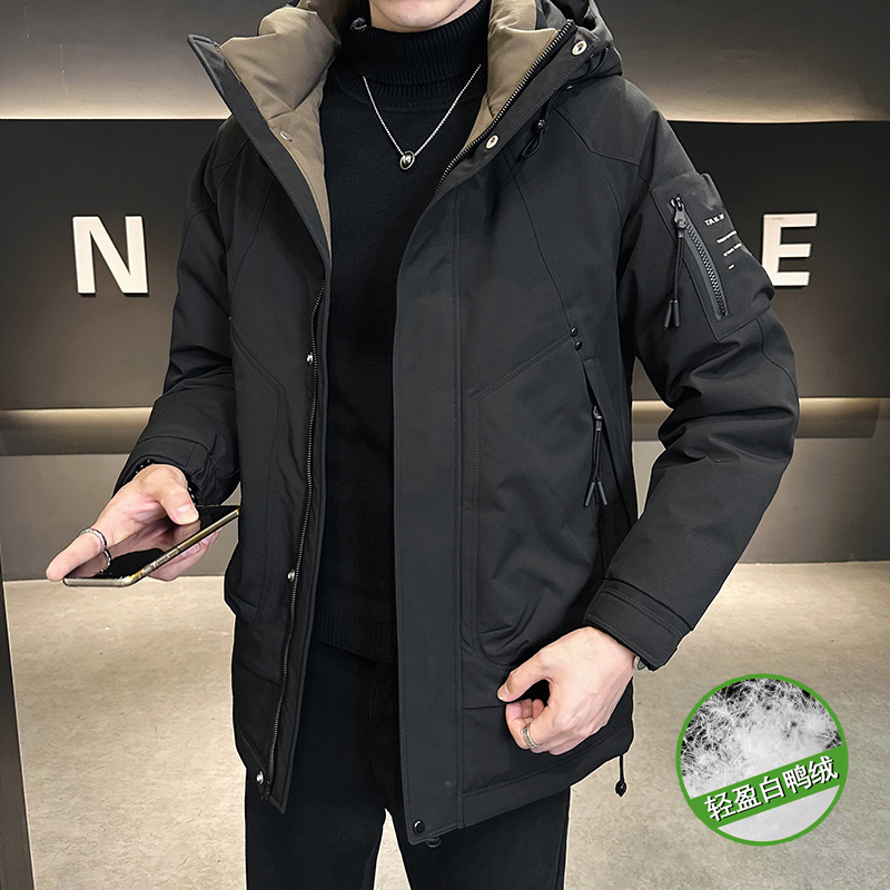 2025年冬季男款修身工装印花中长款羽绒服A230-18012-P238(控338)，男装羽绒服，电商A230