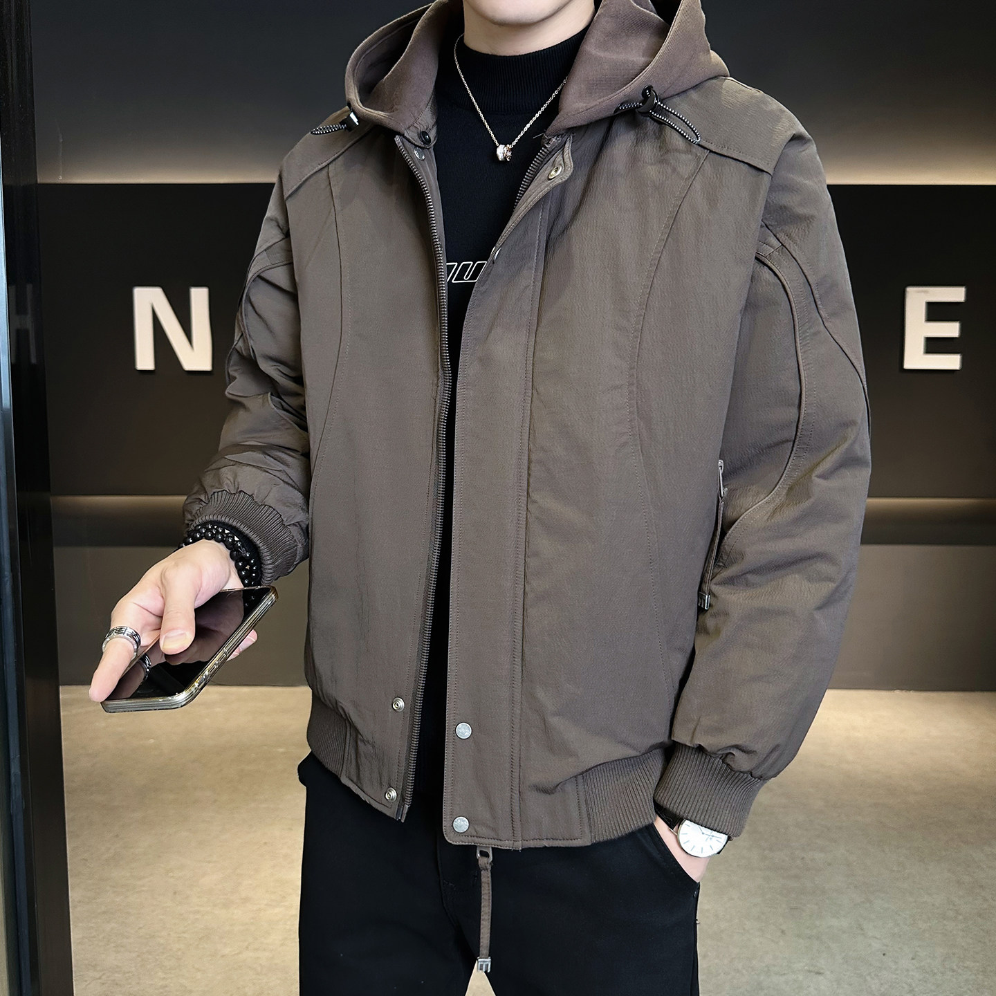 2025年冬男微宽松针织帽标90白鸭绒羽绒服A230-756-P228(控328),男装羽绒服,电商A230
