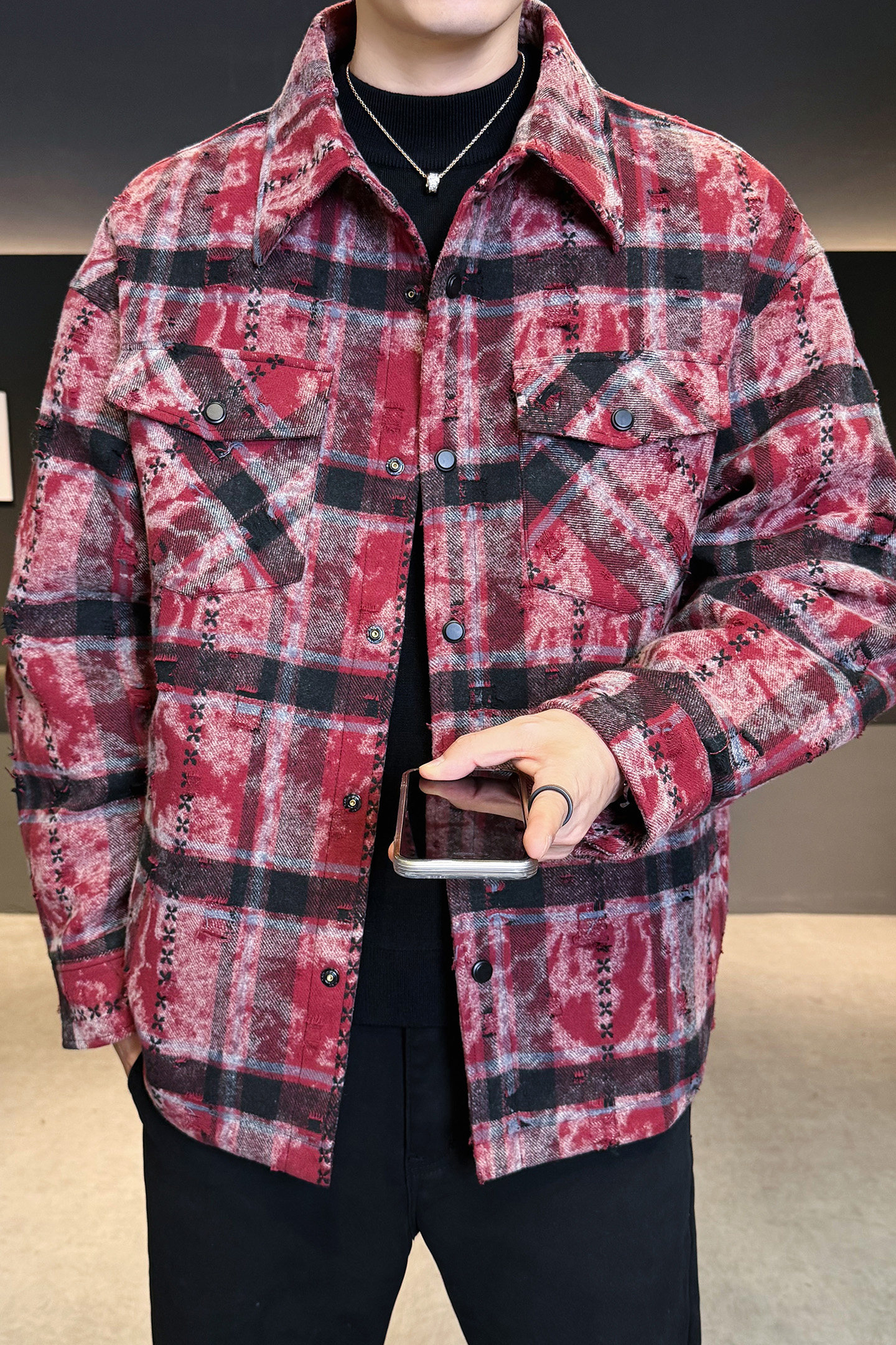2025年冬男微宽松牛仔衬衫领标90羽绒服A230-5885-P259(控359),男装衬衫,电商A230
