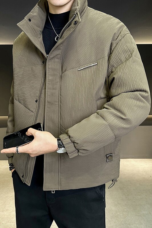 2025冬季男款微宽松立领3D立体面料羽绒服A230-6853-P195(控285）,男装羽绒服,电商A230
