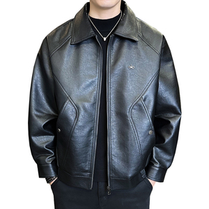 2025秋冬季男款皮衣翻领外套仿真皮机车服A230-8532-P155(控199)图片
