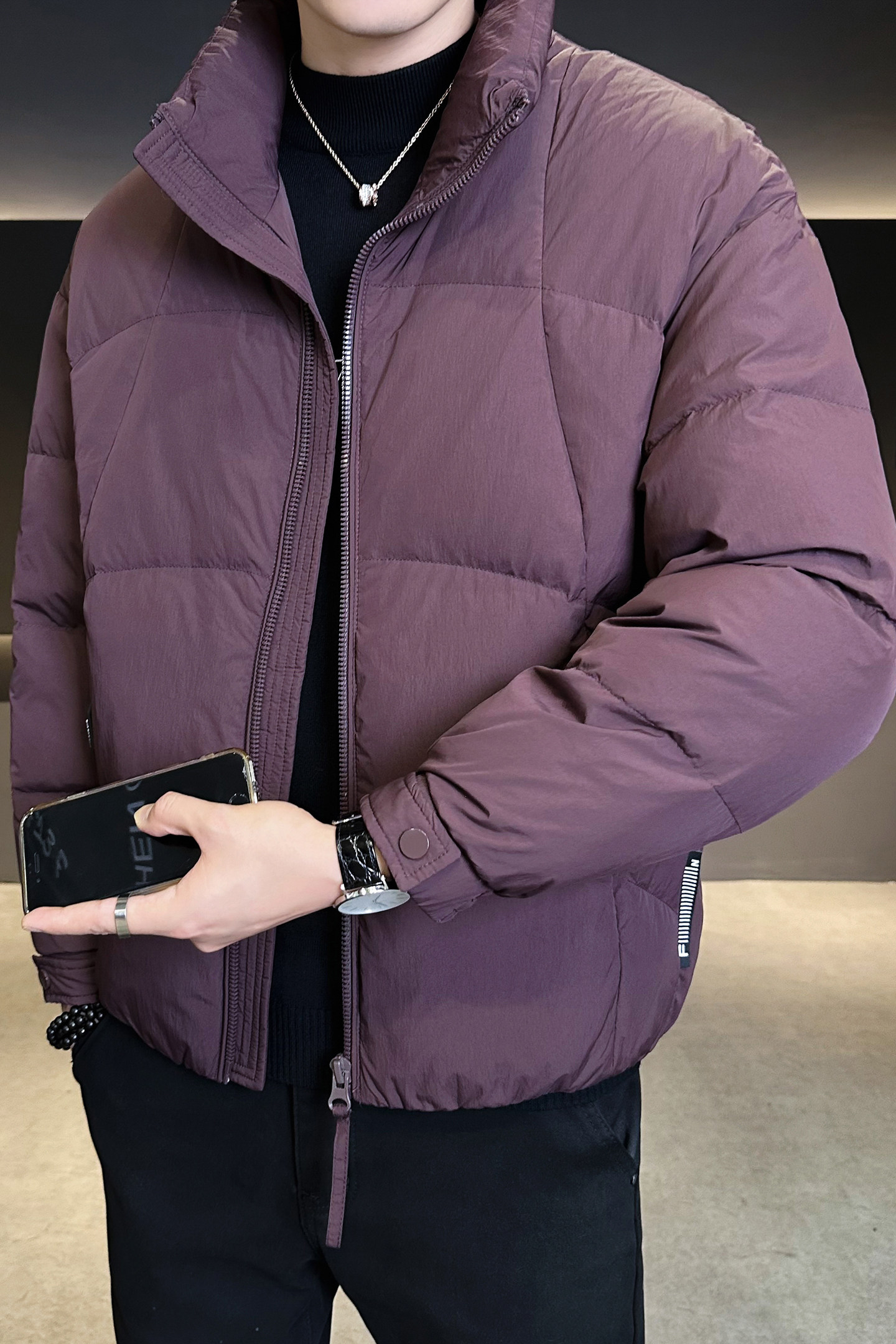 2025年冬男款修身立领标90白鸭绒羽绒服A230-1142-P248(控349),男装羽绒服,电商A230