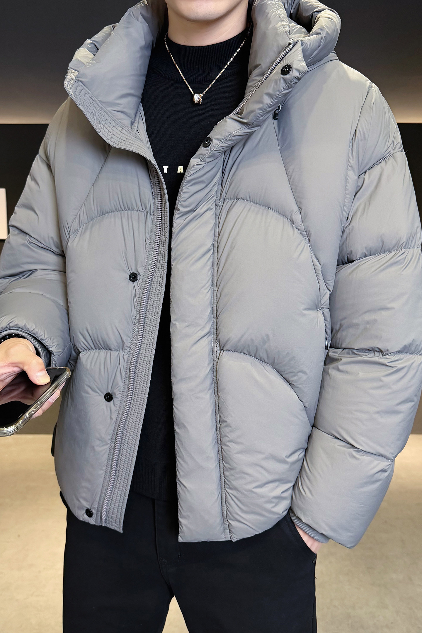 2025年冬男女款连帽新标90泡芙穿刺羽绒服A230-5853-P358(控499,男装羽绒服,电商A230