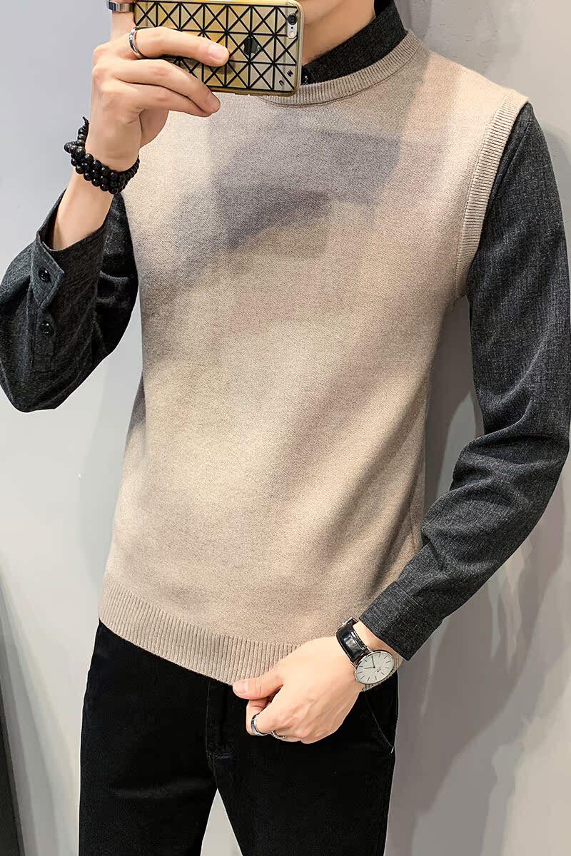 2025年秋季男款修身休闲假两件纯色毛衣打底A230-M37-P90(控138),男装T恤,电商A230