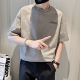2025年夏男款宽松版水洗花字母胶印圆领短袖A230-88851-P50(控78)，男装T恤，电商A230