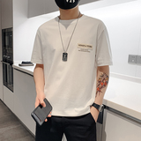 2025夏季主推款修身前后英文印花织带短袖T恤A230-8812-P48(控68)，男装T恤，电商A230