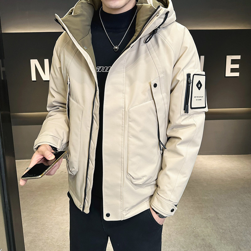 2025年冬季男士修身印花工装中长款羽绒服A230-18009-P228(控328),男装羽绒服,电商A230