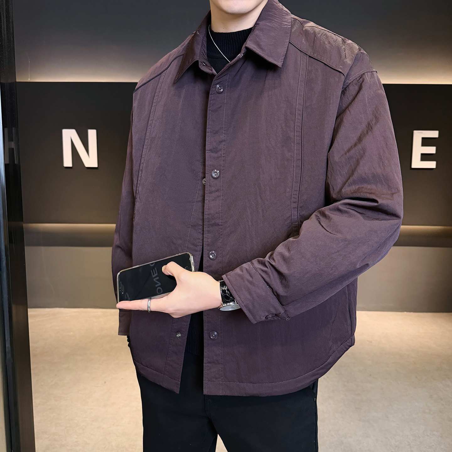 2025年冬男微宽松标90韩系衬衫式羽绒服A230-8131-P265(控365),男装衬衫,电商A230
