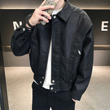 2026春男方领宽松短款韩系拉链皮衣外套A230-1960厚-P195(控2805)，男装皮衣，电商A230