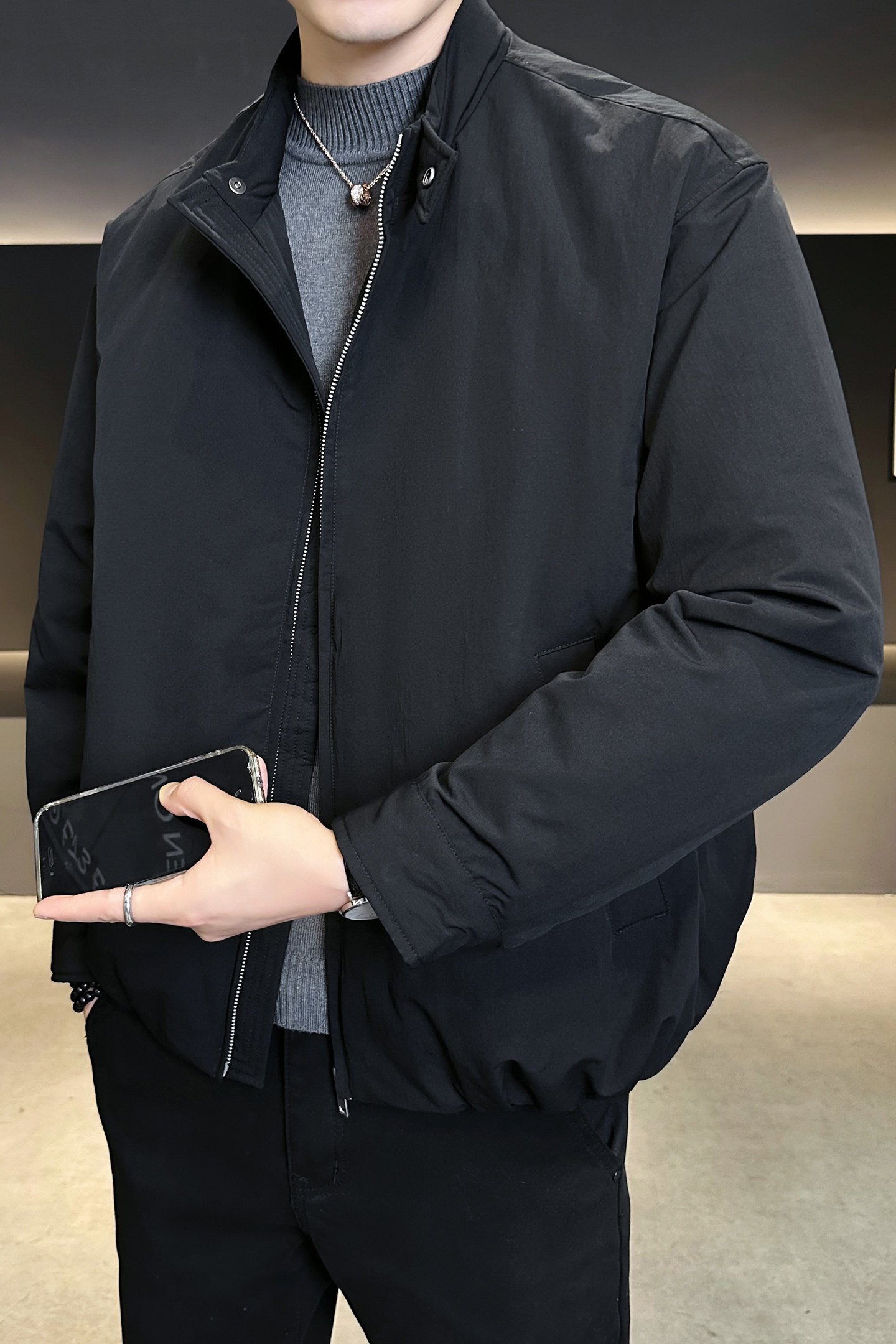 2025冬男宽松圆领标90白鸭绒轻奢羽绒服A230-8166-P275(控375),男装羽绒服,电商A230