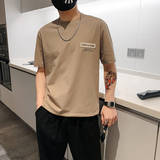 2025夏季主推款修身前后英文印花织带短袖T恤A230-8812-P48(控68)，男装T恤，电商A230