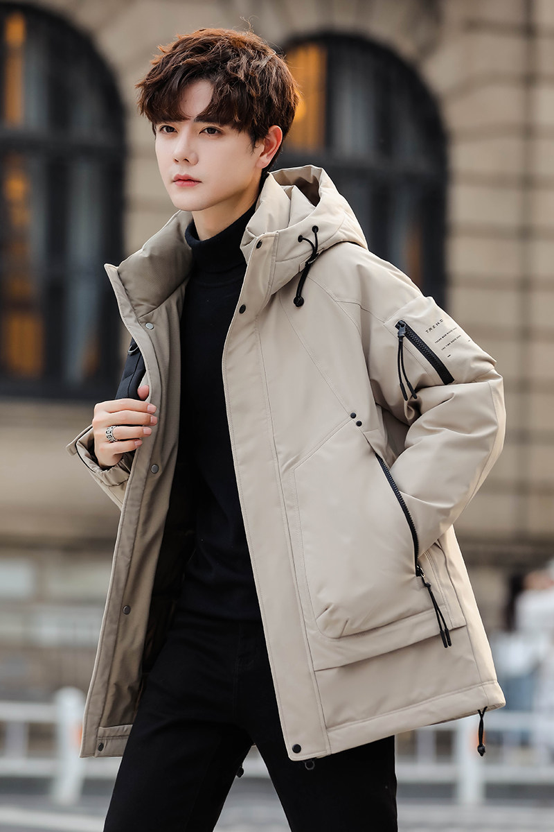 2025年冬季男款修身工装印花中长款羽绒服A230-18012-P238(控338),男装羽绒服,电商A230