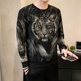 2025秋男士修身全是印烫钻老虎高品质卫衣A230-731-P98（控158），男装卫衣，电商A230