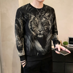 2025秋男士修身全是印烫钻老虎高品质卫衣A230-731-P98（控158）图片