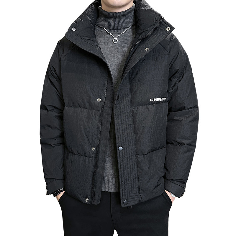2025冬男款立领修身暗花字母刺绣羽绒服A230-24111-P185(控285）,男装羽绒服,电商A230