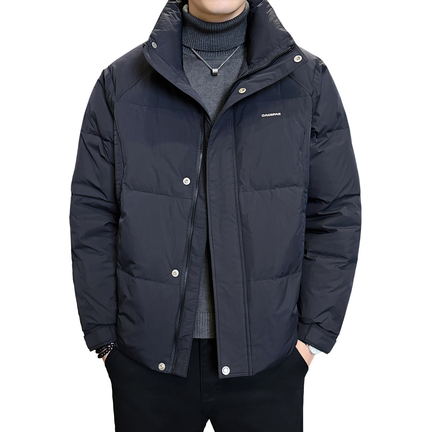 2025冬男修身立领小标标50%白鸭绒羽绒服A230-7900-P195(控299),男装羽绒服,电商A230