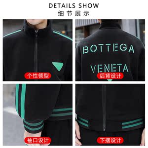 2025年秋男士休闲立领撞色字母刺绣夹克外套A230-618-P145(控185)图片