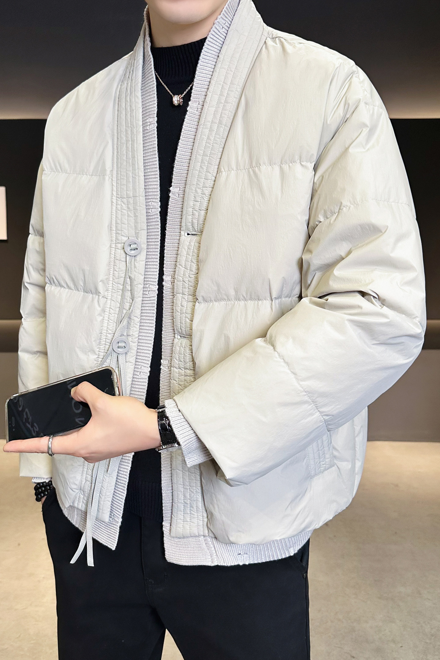 2025年冬男微阔标90针织拼接西装羽绒服A230-95718-P268(控368),男装西服套装,电商A230